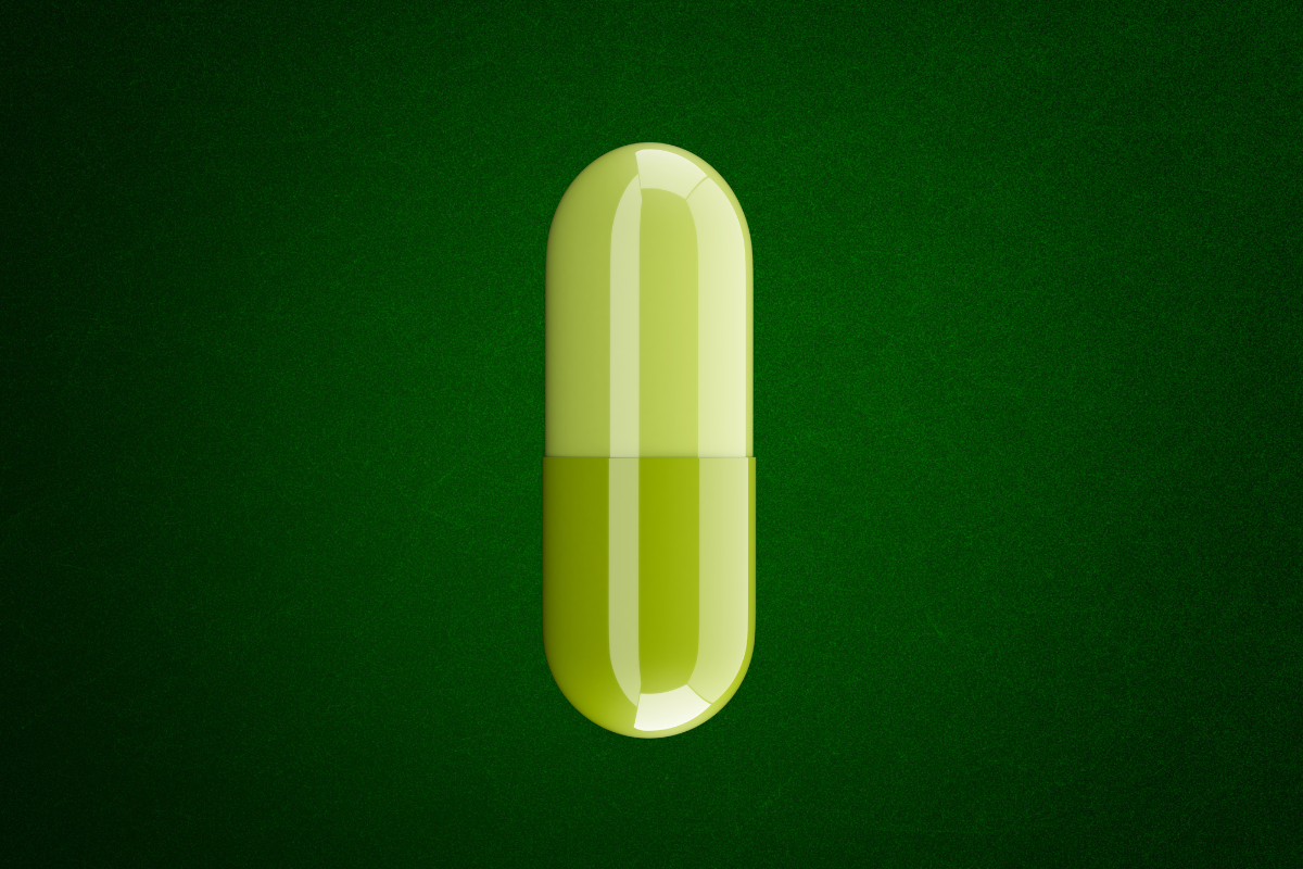 Gélule verte représentant l'utilisation du CBD pour soulager les migraines de manière naturelle